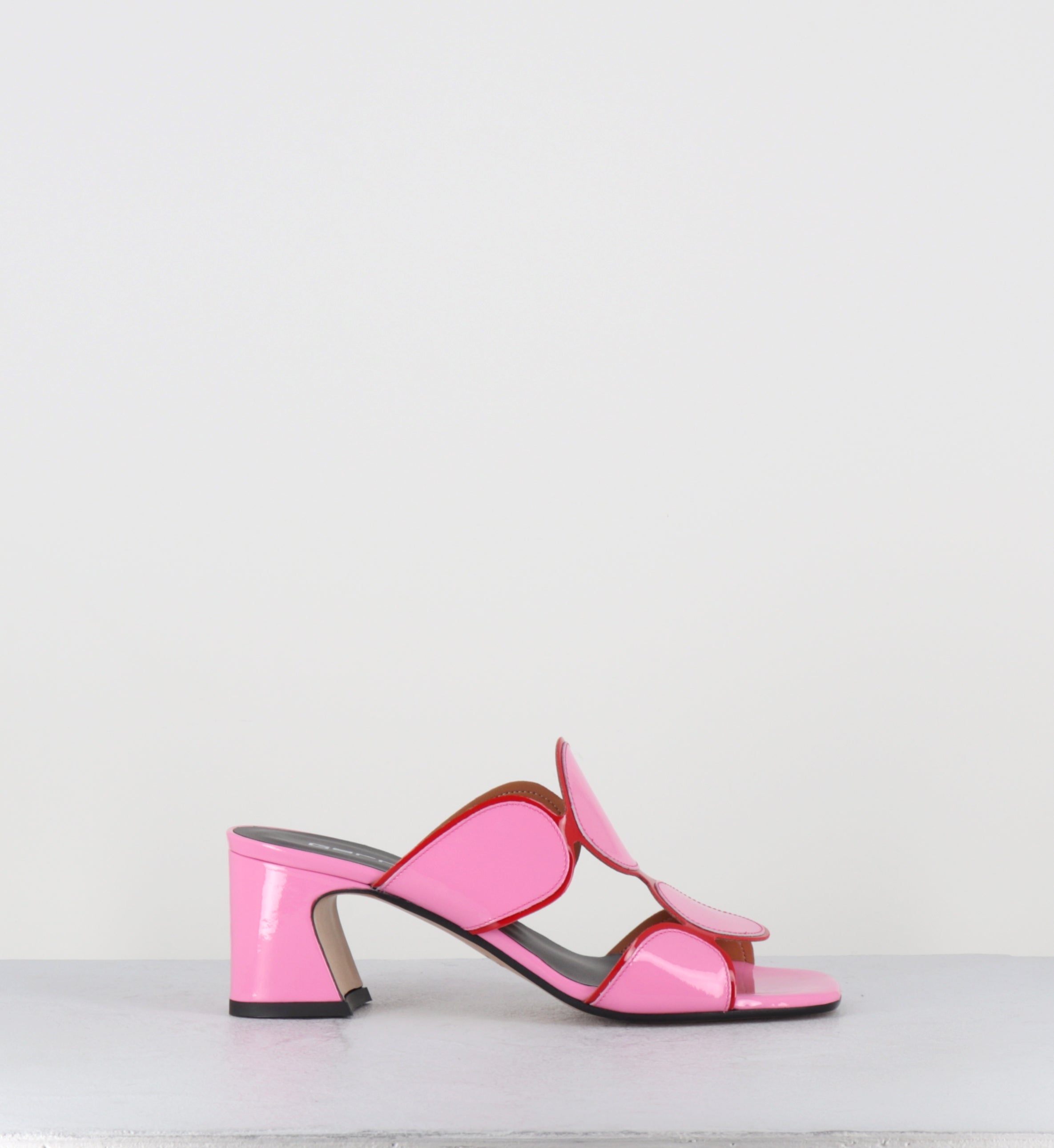 Mules 60s en cuir vernis rose et rouge - BRESSA VERNICE ROSA