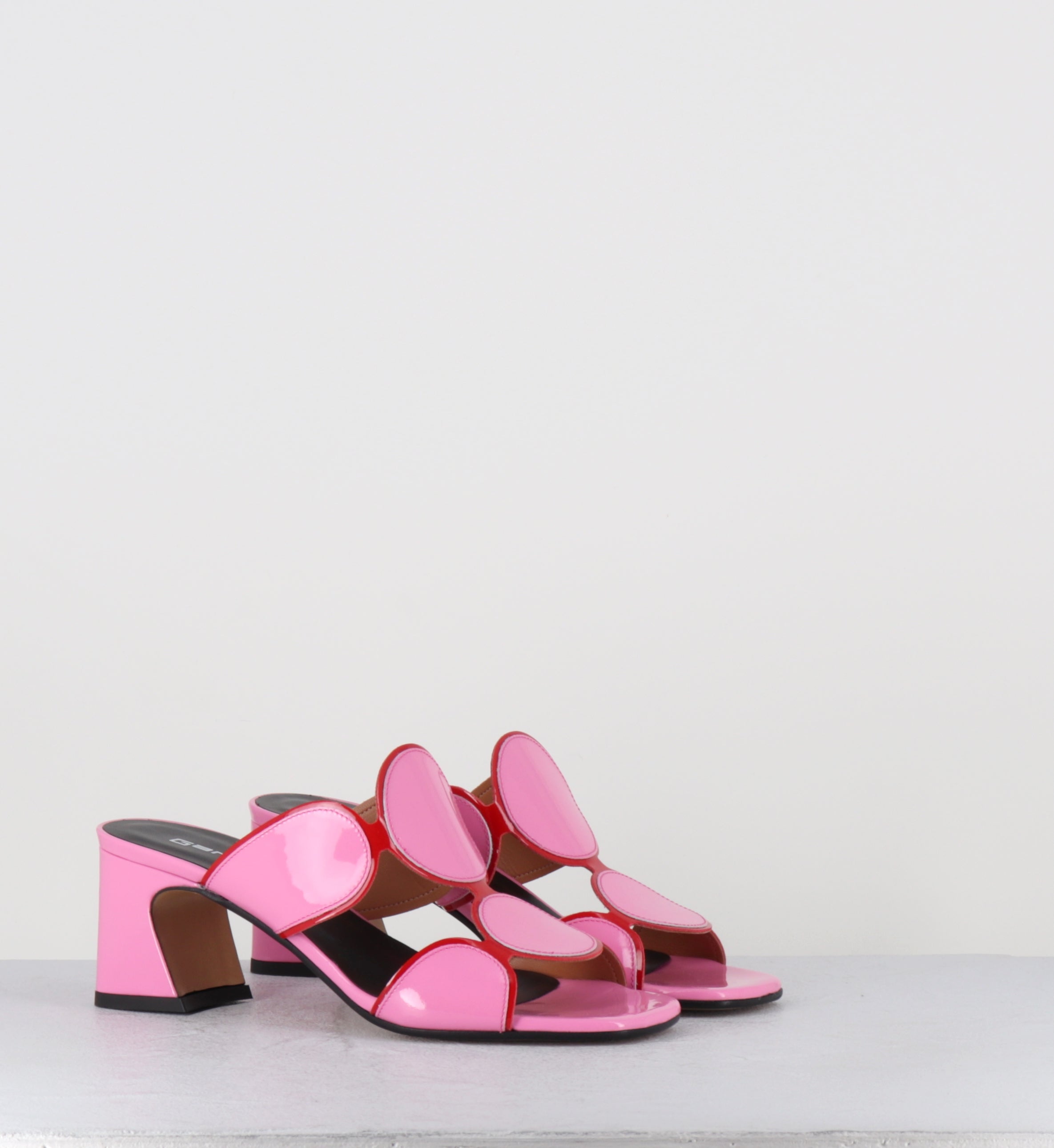 Mules 60s en cuir vernis rose et rouge - BRESSA VERNICE ROSA