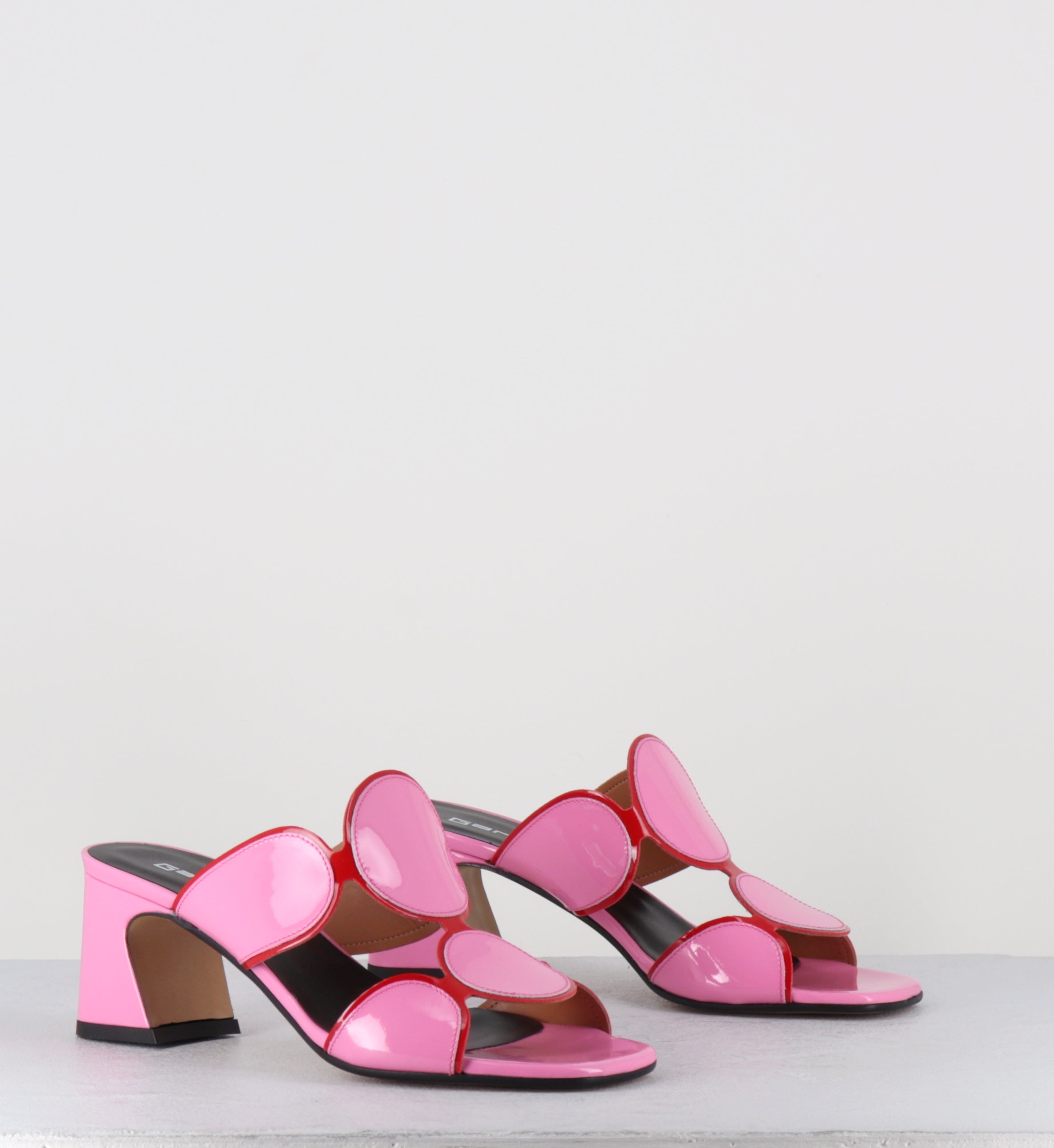 Mules 60s en cuir vernis rose et rouge - BRESSA VERNICE ROSA