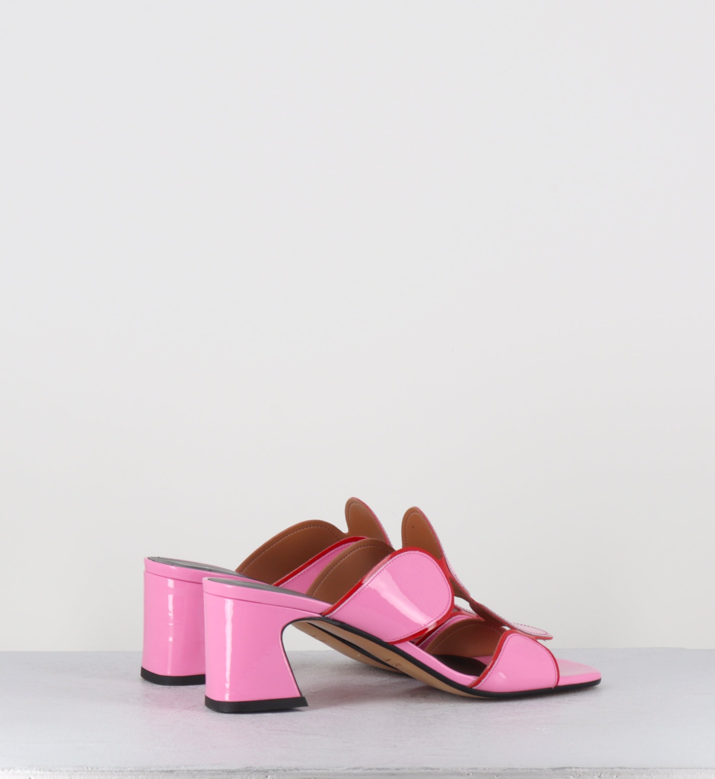 Mules 60s en cuir vernis rose et rouge - BRESSA VERNICE ROSA