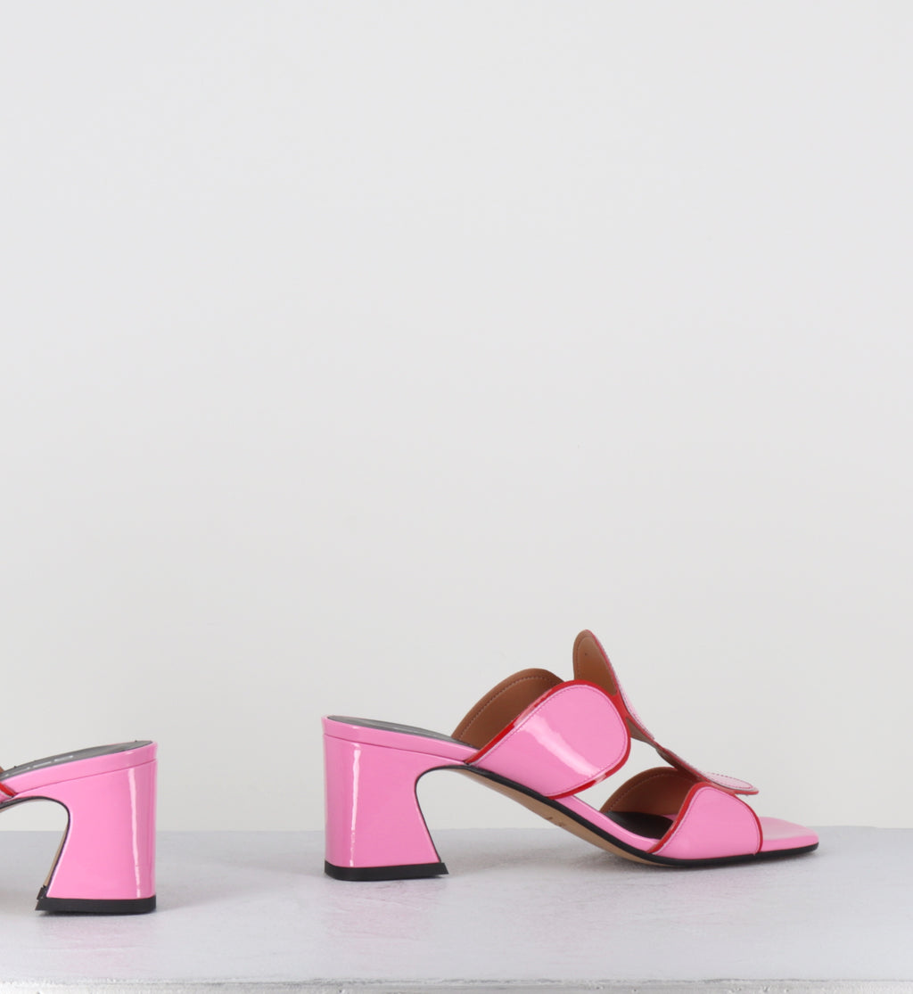 Mules 60s en cuir vernis rose et rouge - BRESSA VERNICE ROSA