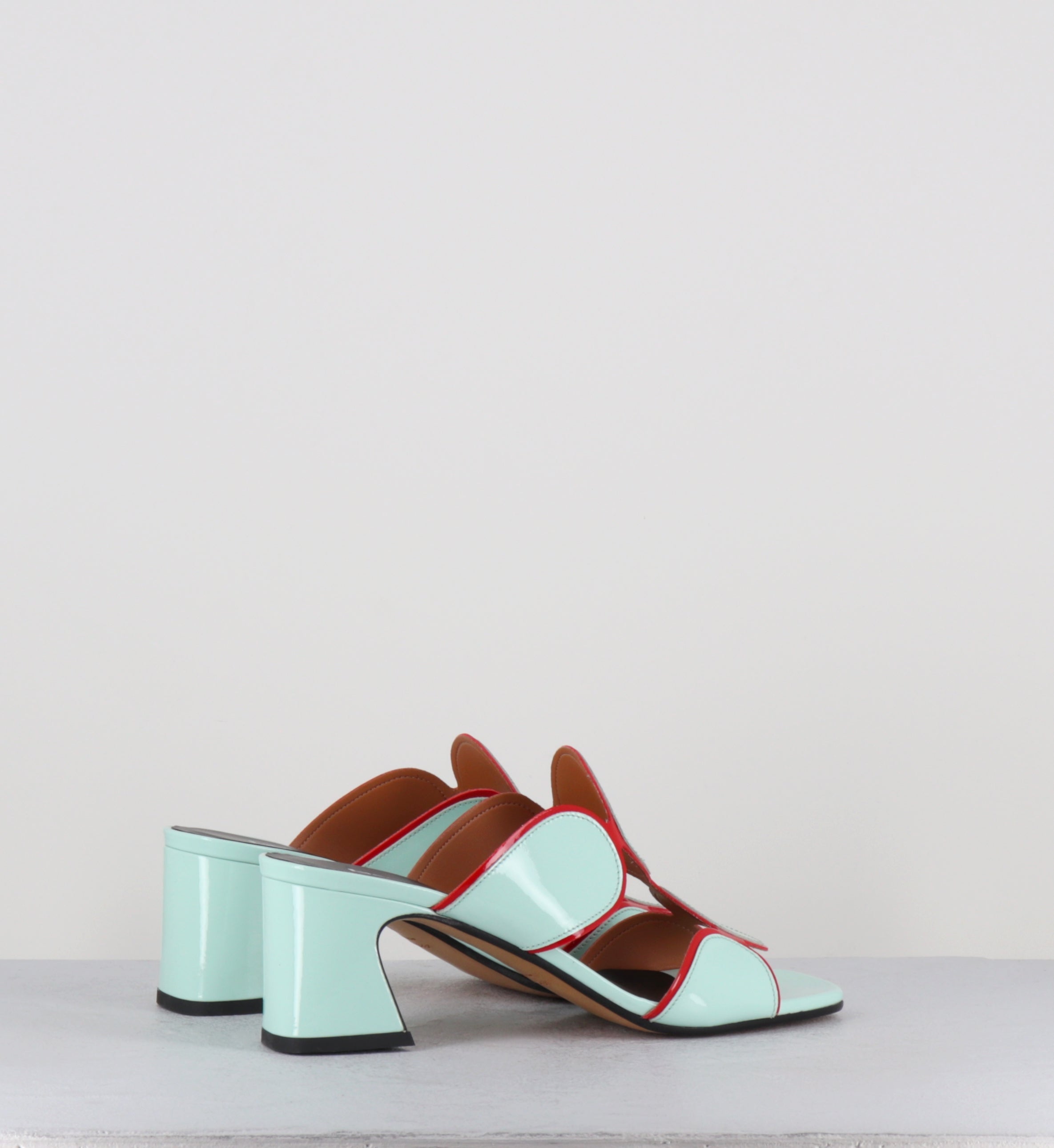 Mules 60s en cuir vernis bleu et rouge - BRESSA VERNICE GRANITA