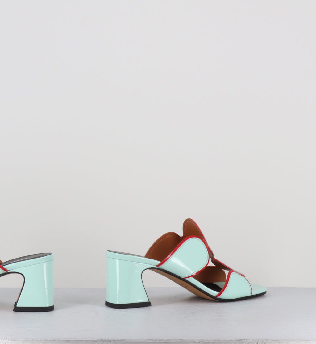 Mules 60s en cuir vernis bleu et rouge - BRESSA VERNICE GRANITA