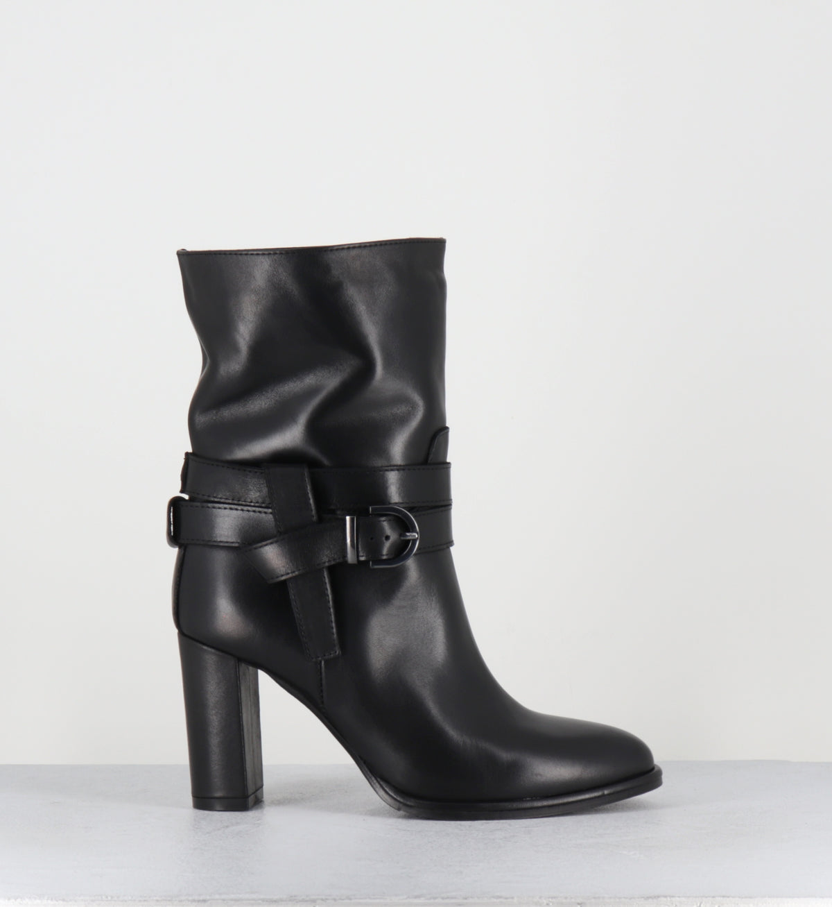 Boots à talon en cuir noir - CASORI VIT SOFT NERO