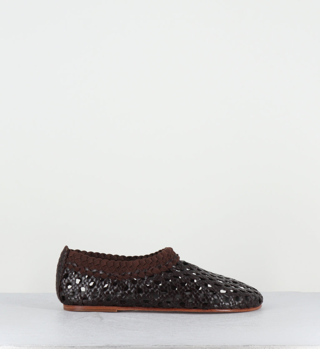 Chaussures plates cuir tressé marron - MILO CAFE TRENZADO