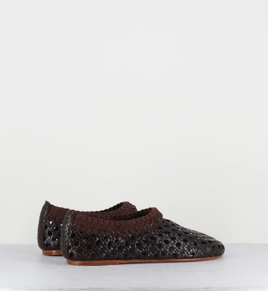 Chaussures plates cuir tressé marron - MILO CAFE TRENZADO