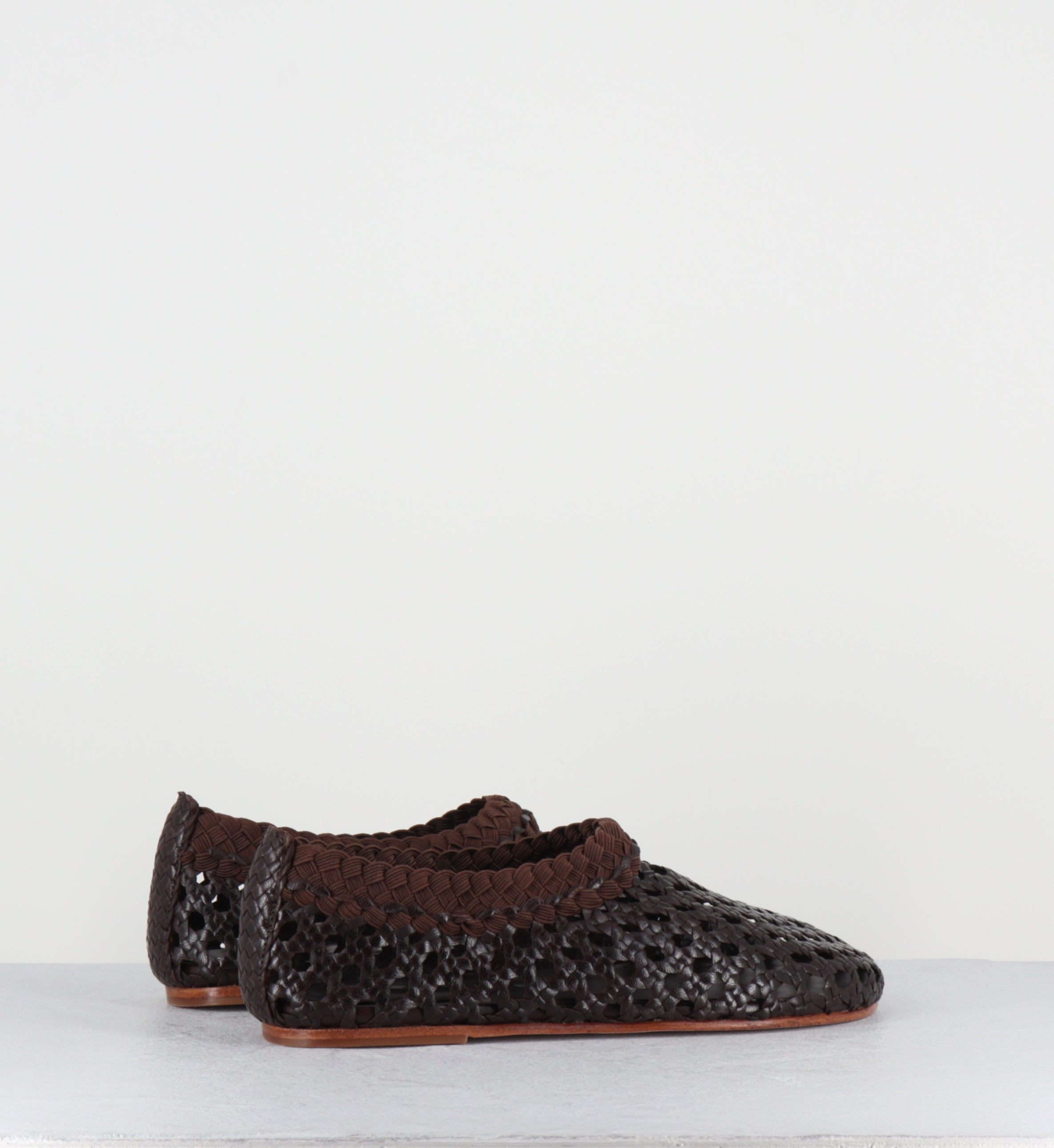 Chaussures plates cuir tressé marron - MILO CAFE TRENZADO