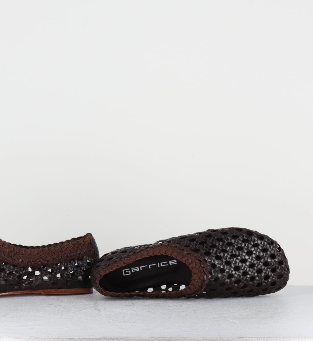 Chaussures plates cuir tressé marron - MILO CAFE TRENZADO