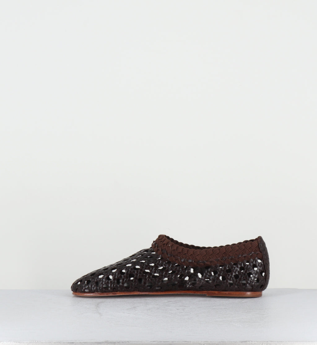 Chaussures plates cuir tressé marron - MILO CAFE TRENZADO