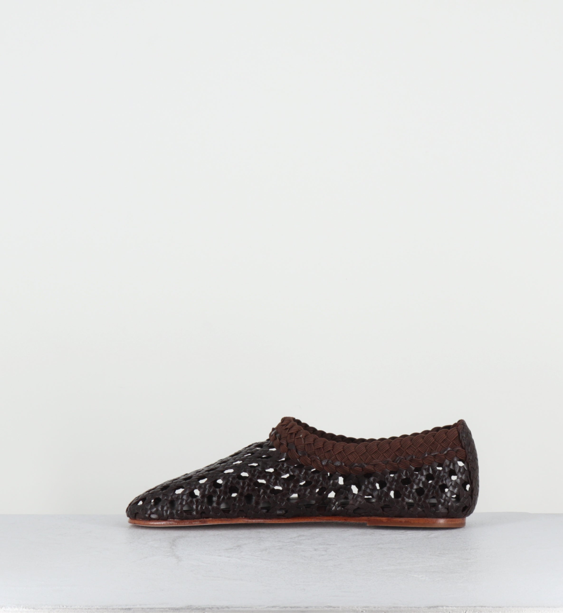 Chaussures plates cuir tressé marron - MILO CAFE TRENZADO