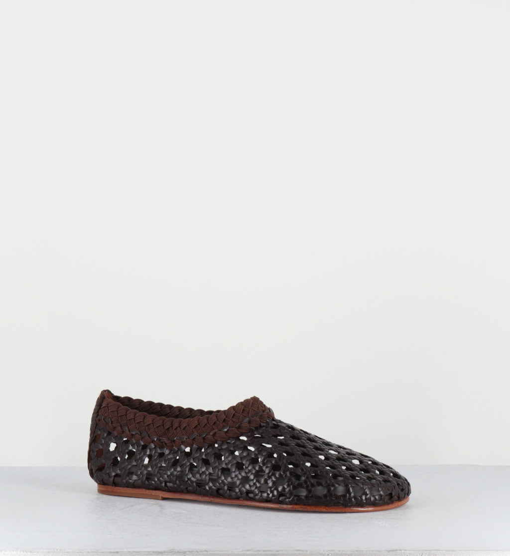 Chaussures plates cuir tressé marron - MILO CAFE TRENZADO