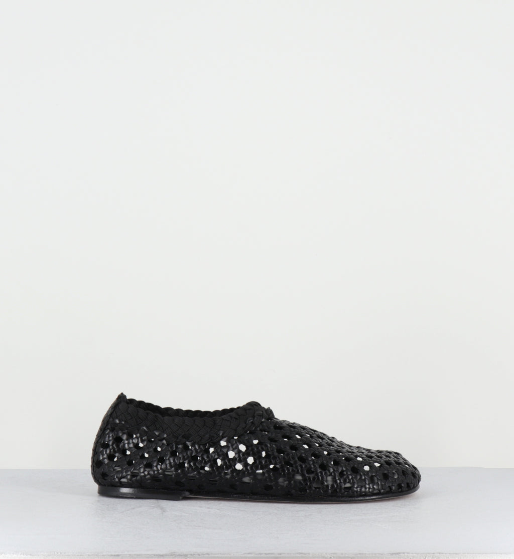 Chaussures plates cuir tressé noir - MILO NEGRO TRENZADO