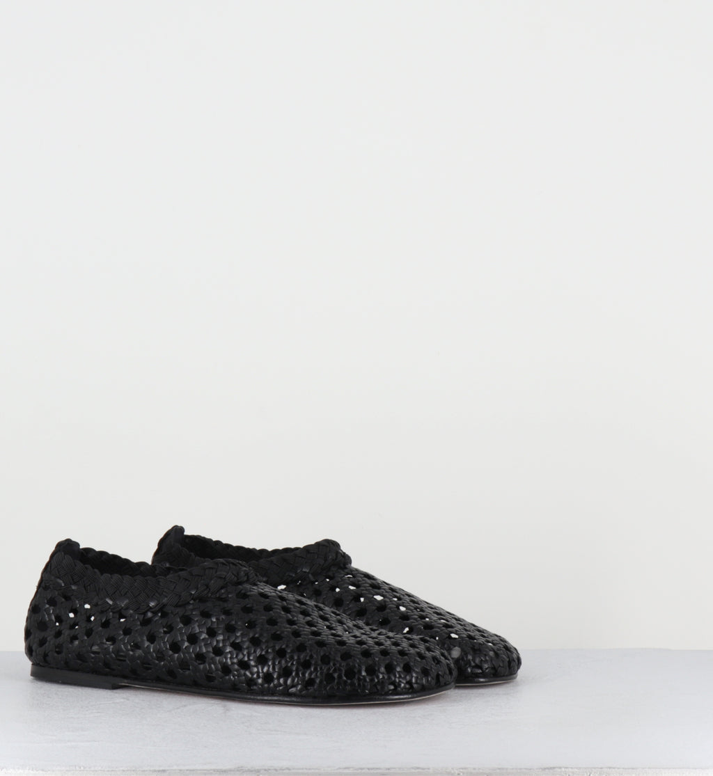 Chaussures plates cuir tressé noir - MILO NEGRO TRENZADO