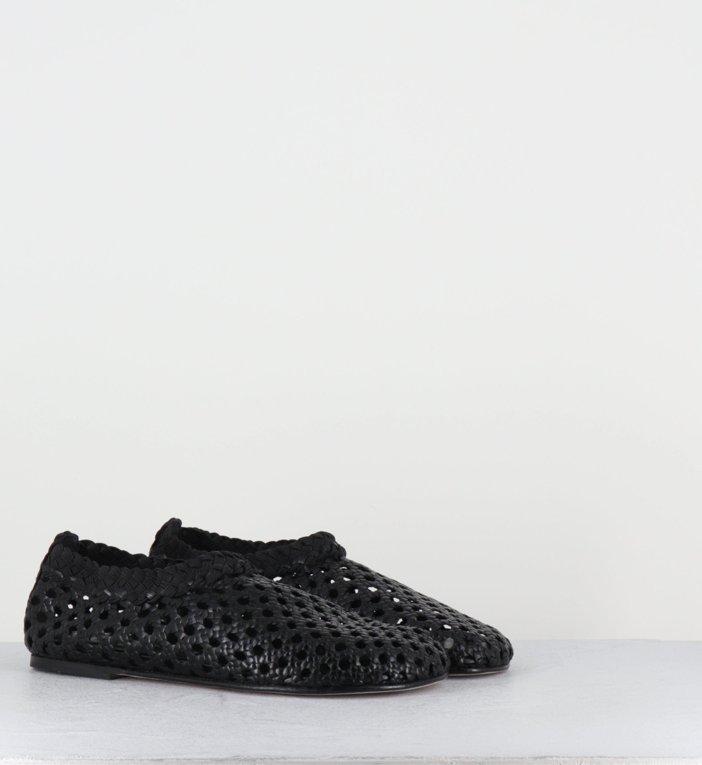 Chaussures plates cuir tressé noir - MILO NEGRO TRENZADO