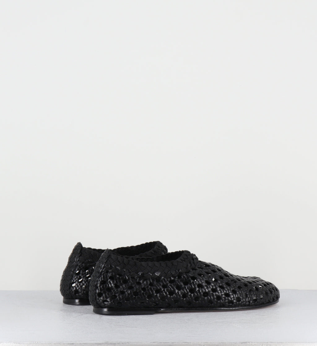 Chaussures plates cuir tressé noir - MILO NEGRO TRENZADO