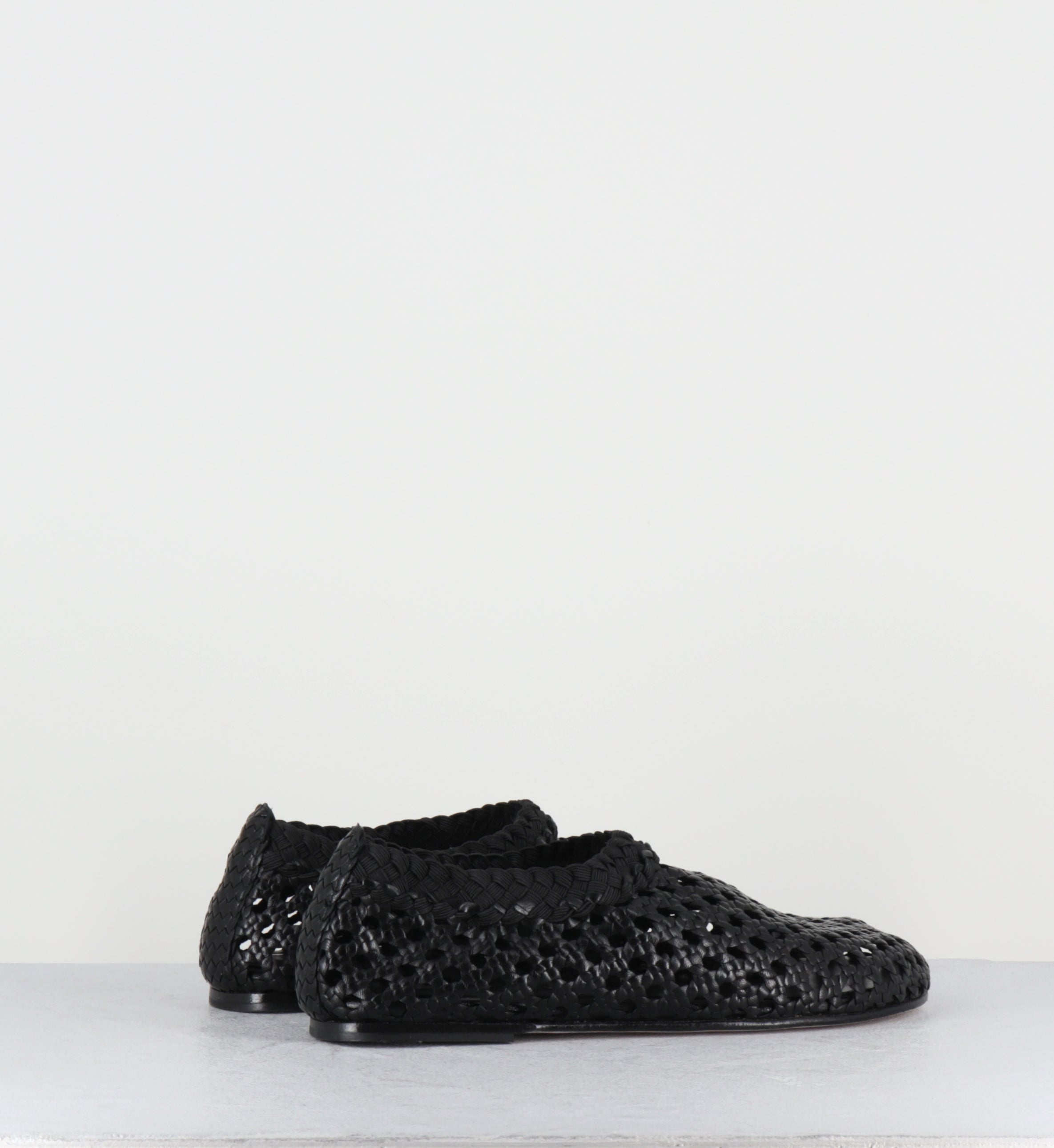 Chaussures plates cuir tressé noir - MILO NEGRO TRENZADO