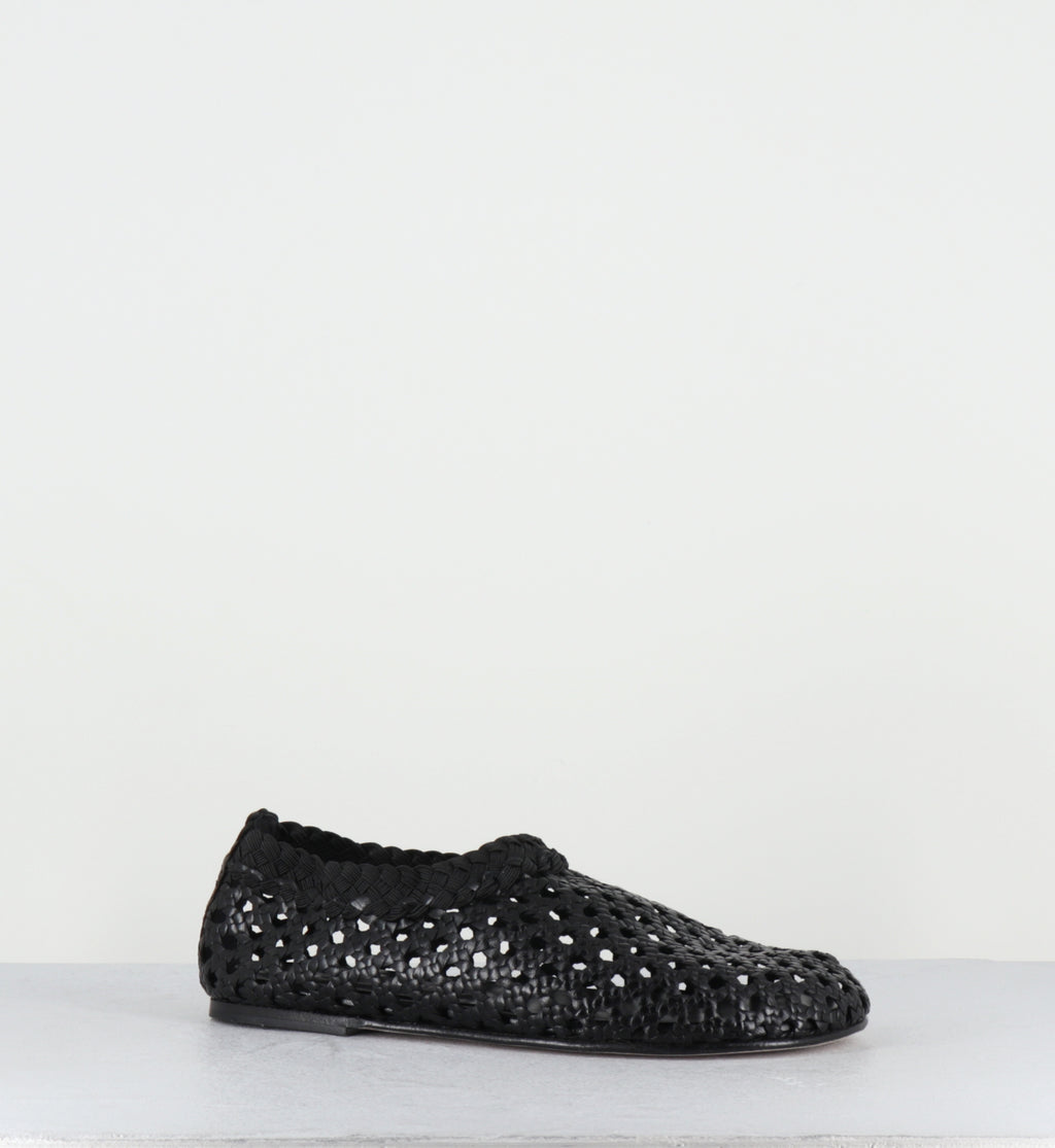 Chaussures plates cuir tressé noir - MILO NEGRO TRENZADO
