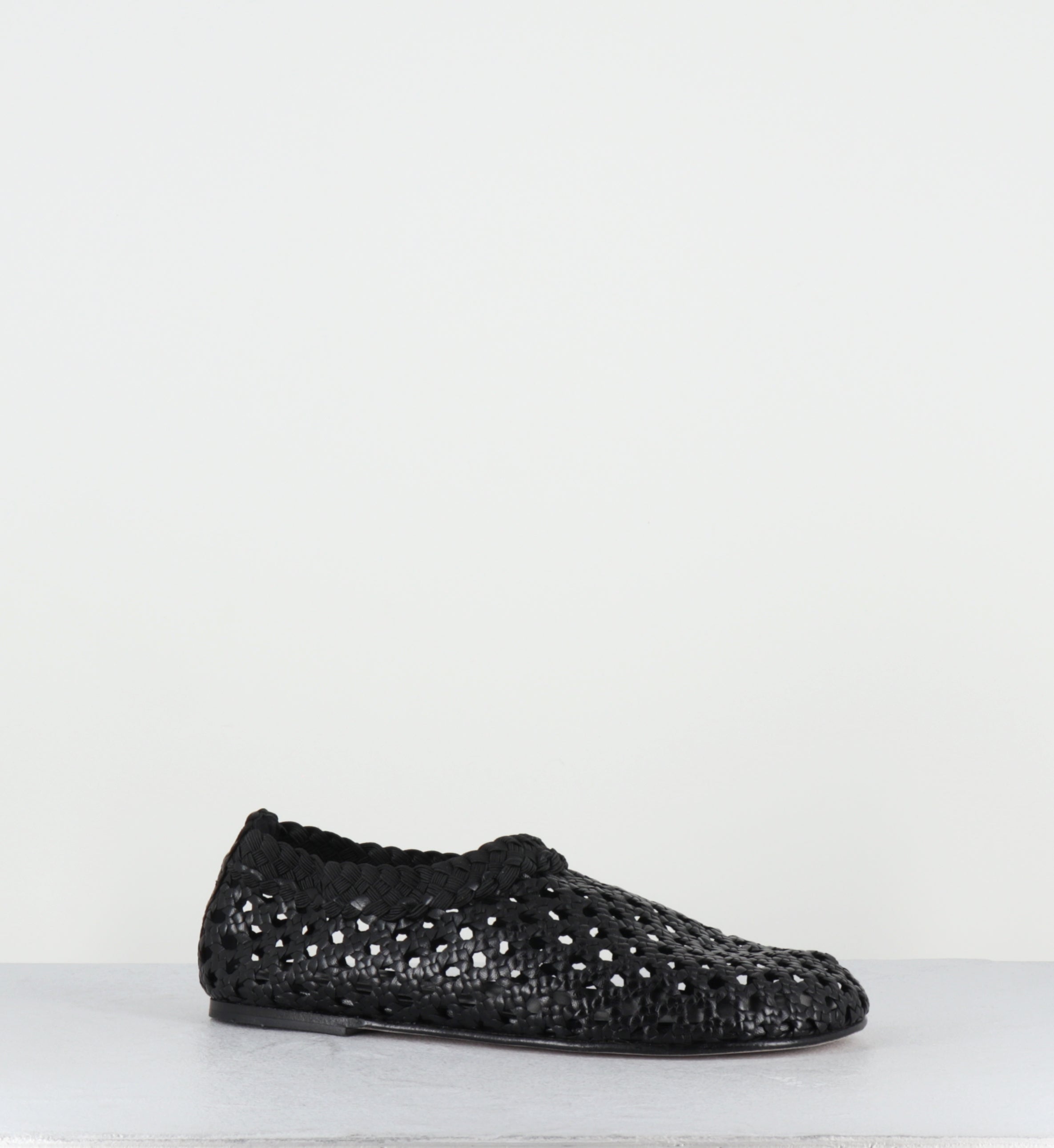 Chaussures plates cuir tressé noir - MILO NEGRO TRENZADO