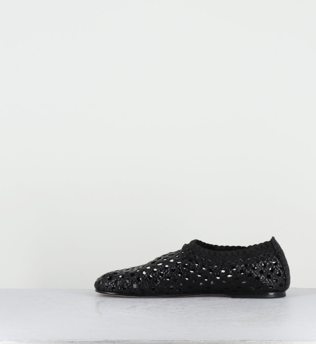 Chaussures plates cuir tressé noir - MILO NEGRO TRENZADO