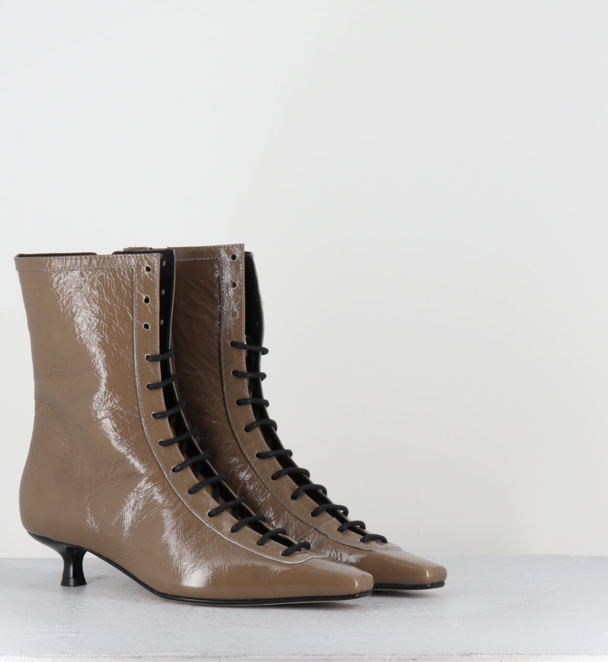 Bottines à lacets en cuir taupe - CORSO26 VENEZIA TAUPE