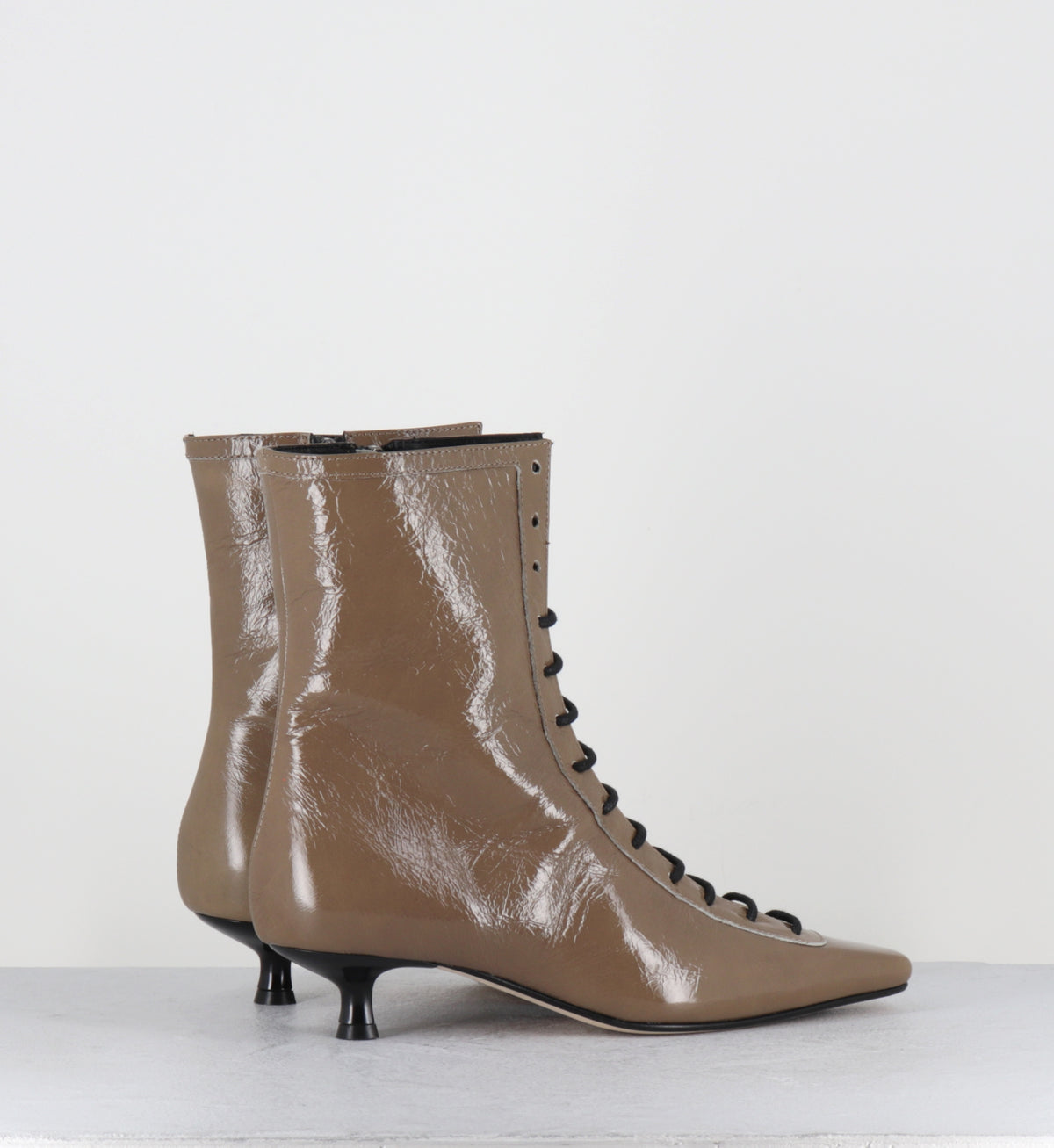 Bottines à lacets en cuir taupe - CORSO26 VENEZIA TAUPE