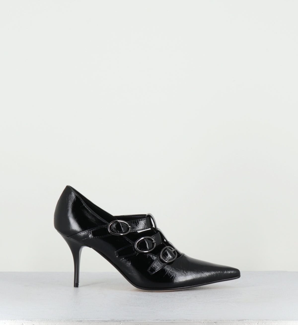 Escarpins à boucles vernis noir talon haut - NICAR VENEZIA NERO