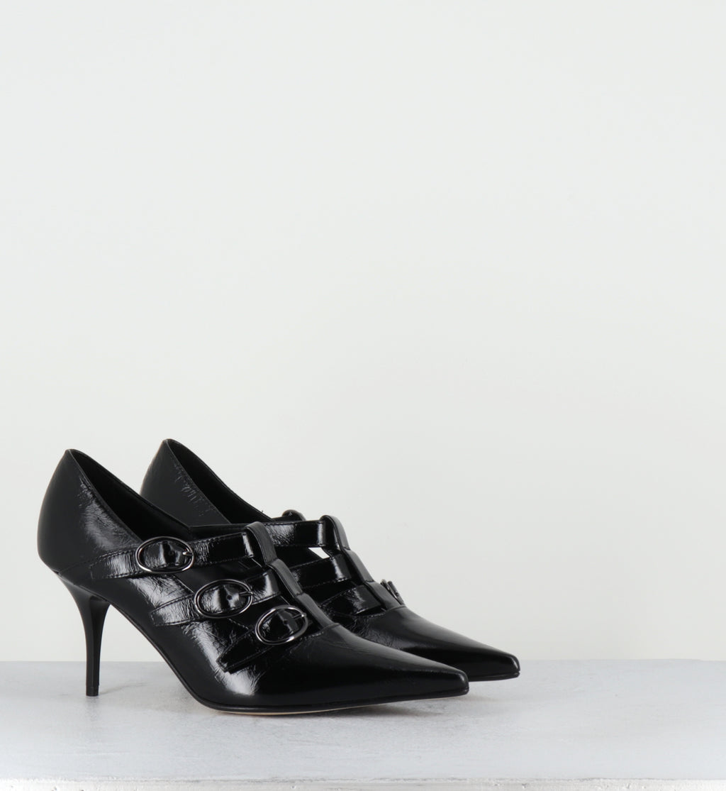 Escarpins à boucles vernis noir talon haut - NICAR VENEZIA NERO