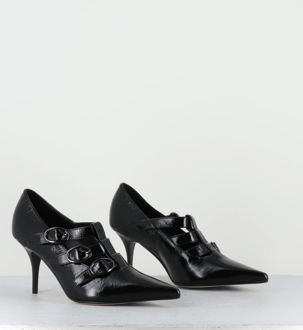 Escarpins à boucles vernis noir talon haut - NICAR VENEZIA NERO