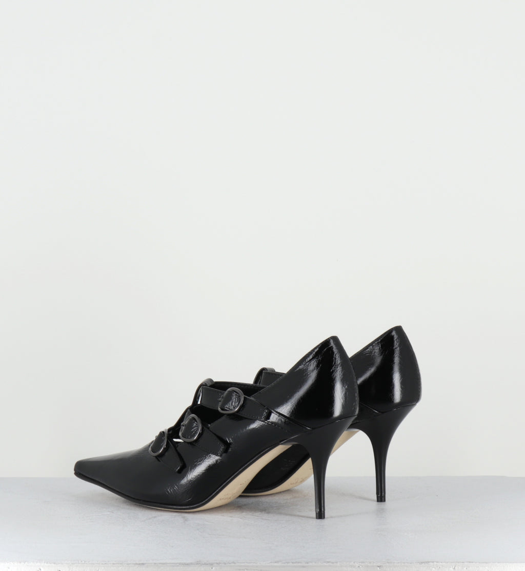 Escarpins à boucles vernis noir talon haut - NICAR VENEZIA NERO