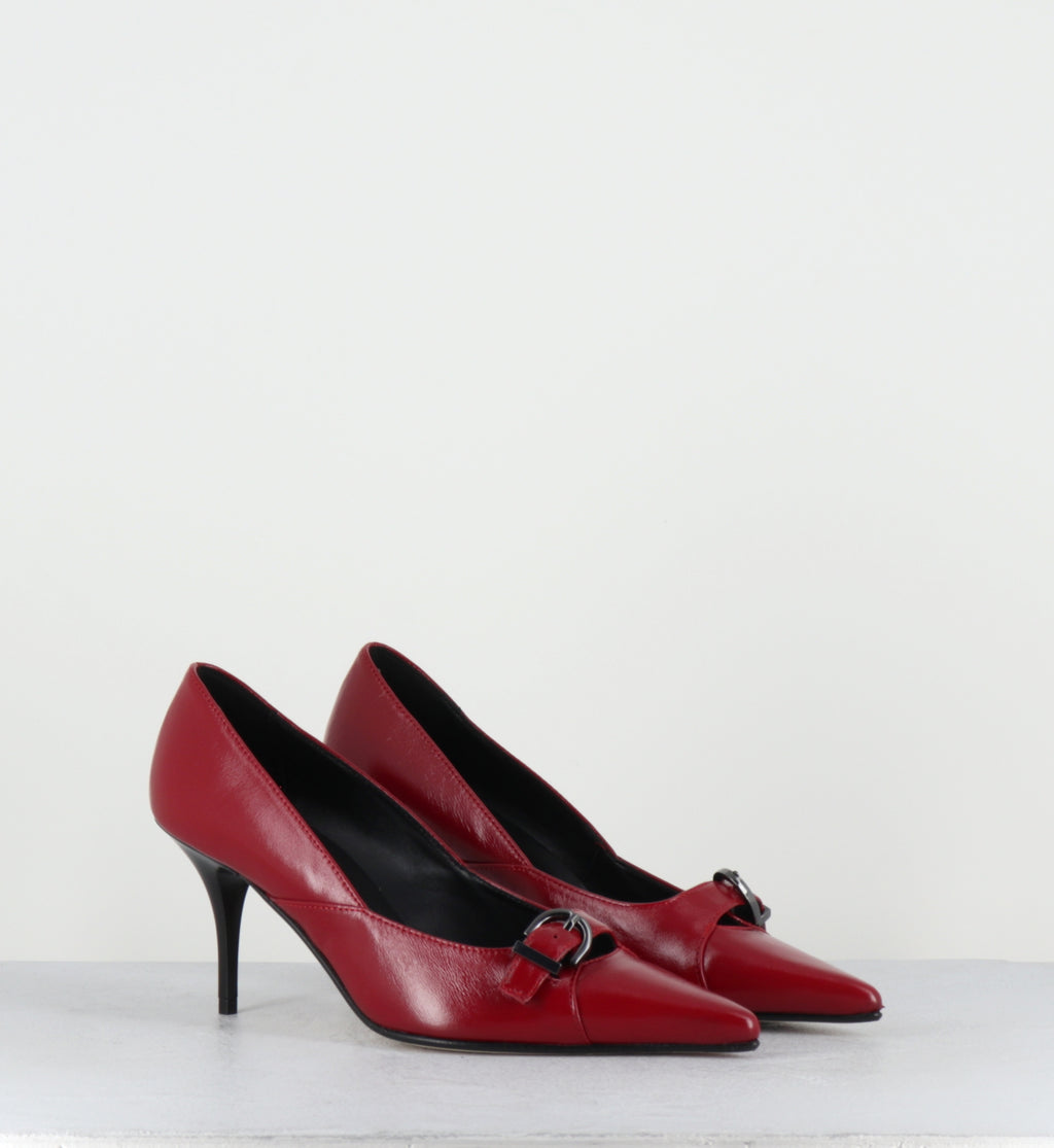 Escarpins pointu cuir rouge talon haut - SICOR VERLUX ROSSO