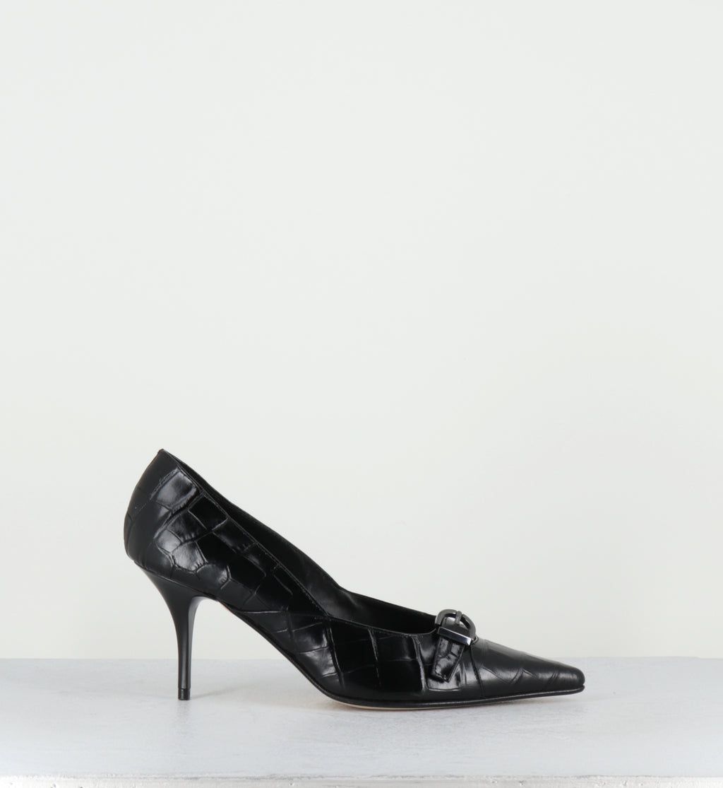 Escarpins pointu croco noir - SICOR COCCO NERO