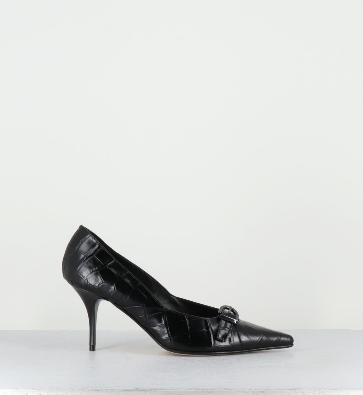 Escarpins pointu croco noir - SICOR COCCO NERO