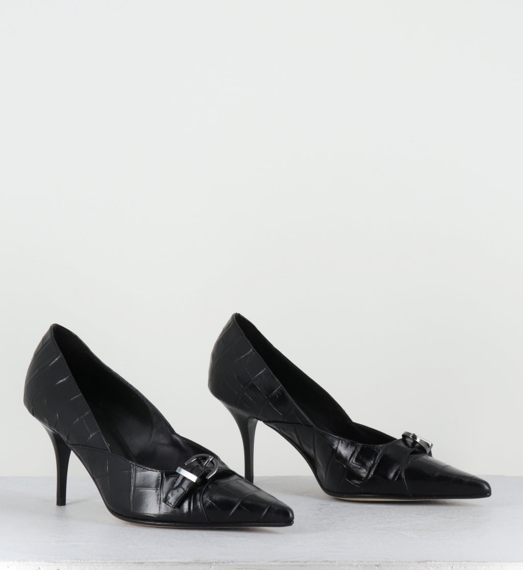 Escarpins pointu croco noir - SICOR COCCO NERO