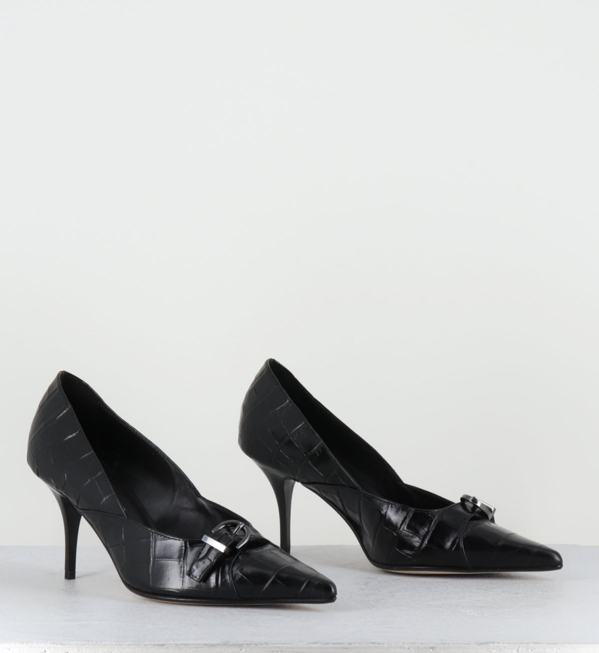 Escarpins pointu croco noir - SICOR COCCO NERO