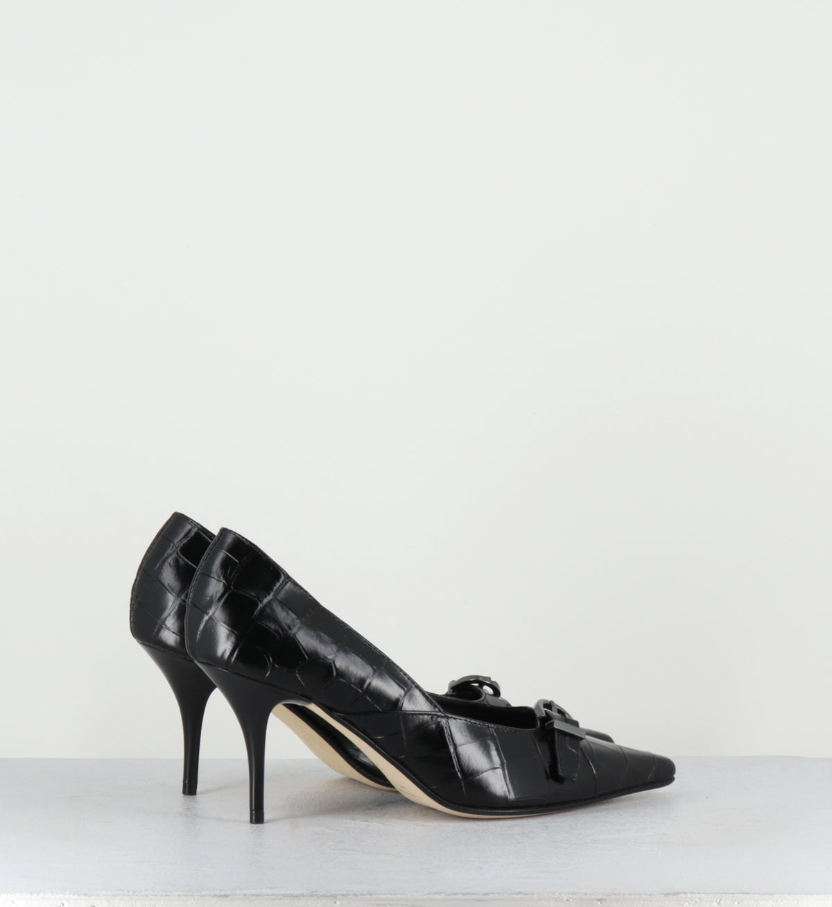 Escarpins pointu croco noir - SICOR COCCO NERO