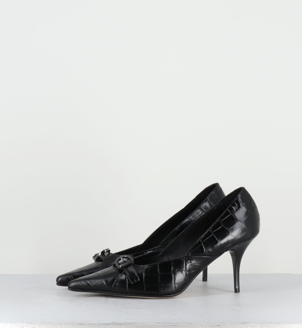 Escarpins pointu croco noir - SICOR COCCO NERO