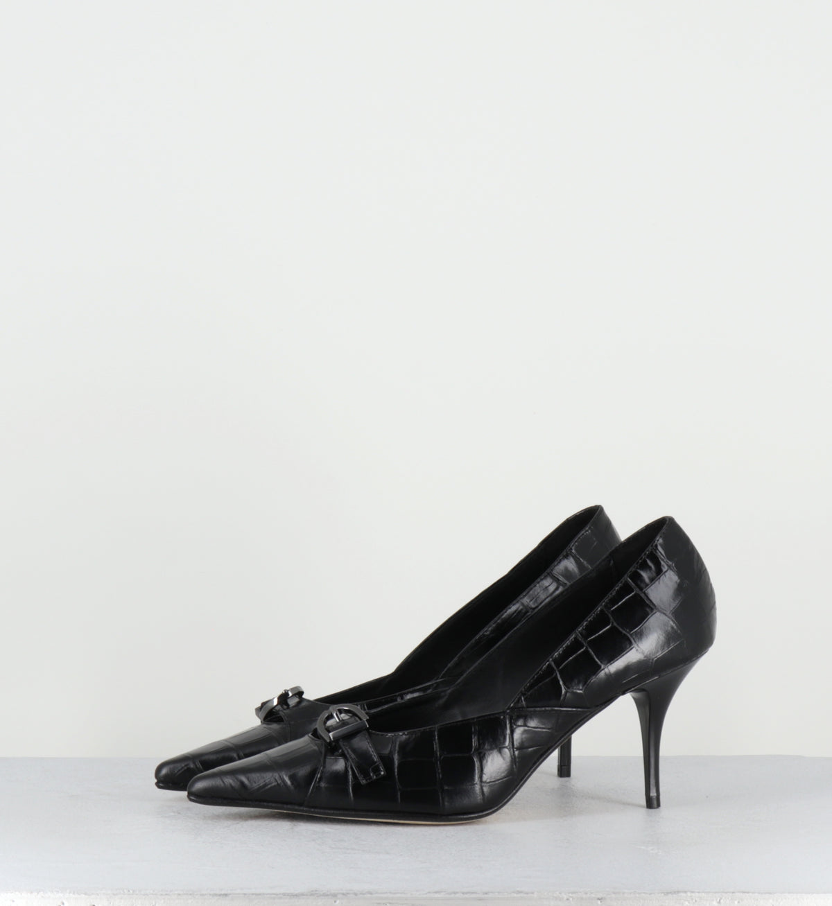 Escarpins pointu croco noir - SICOR COCCO NERO