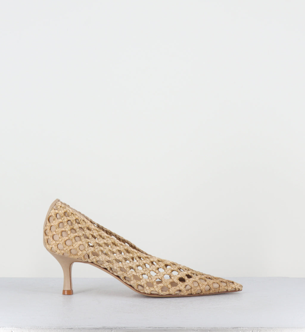 Escarpins pointus en cuir tressé beige - BLOW VITELLO TAUPE