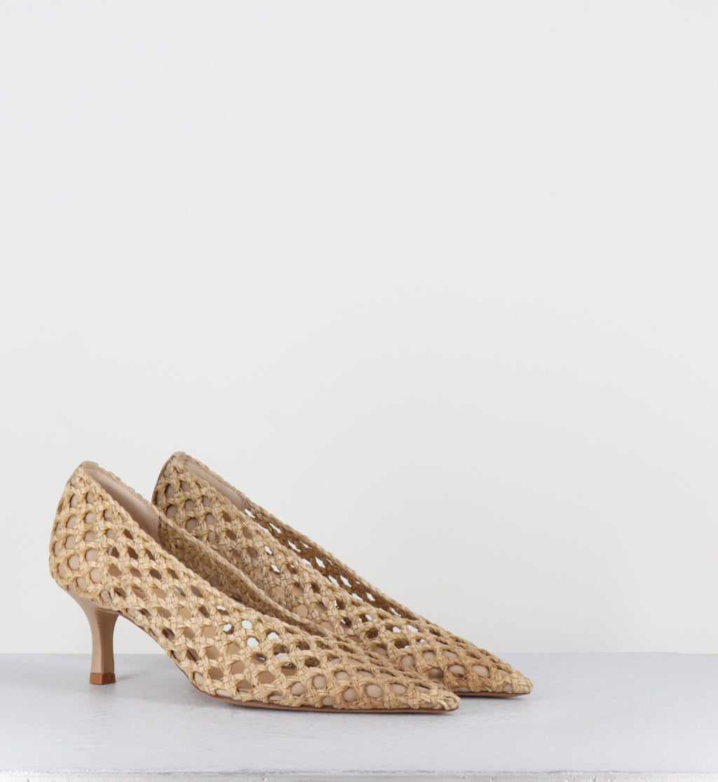 Escarpins pointus en cuir tressé beige - BLOW VITELLO TAUPE