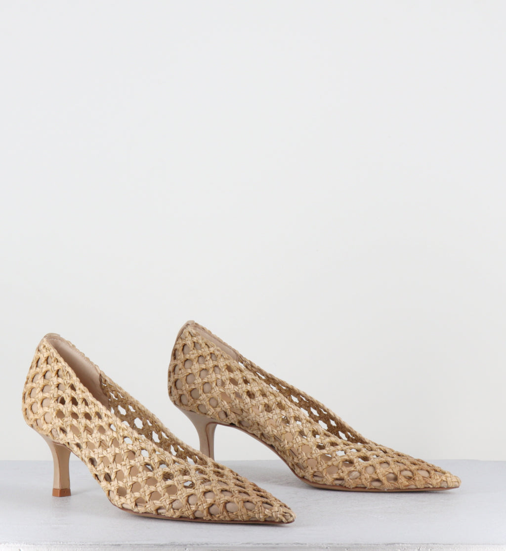 Escarpins pointus en cuir tressé beige - BLOW VITELLO TAUPE
