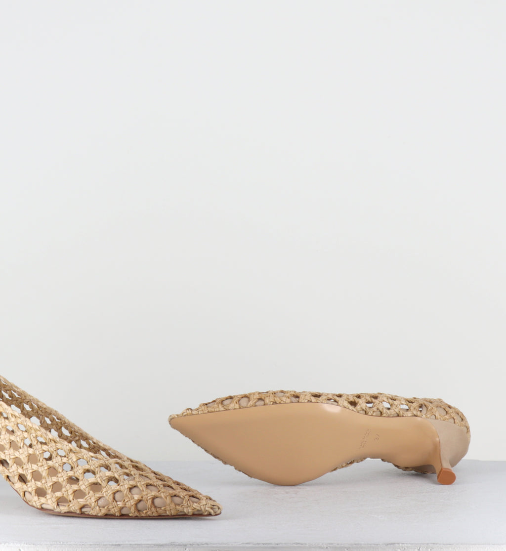 Escarpins pointus en cuir tressé beige - BLOW VITELLO TAUPE