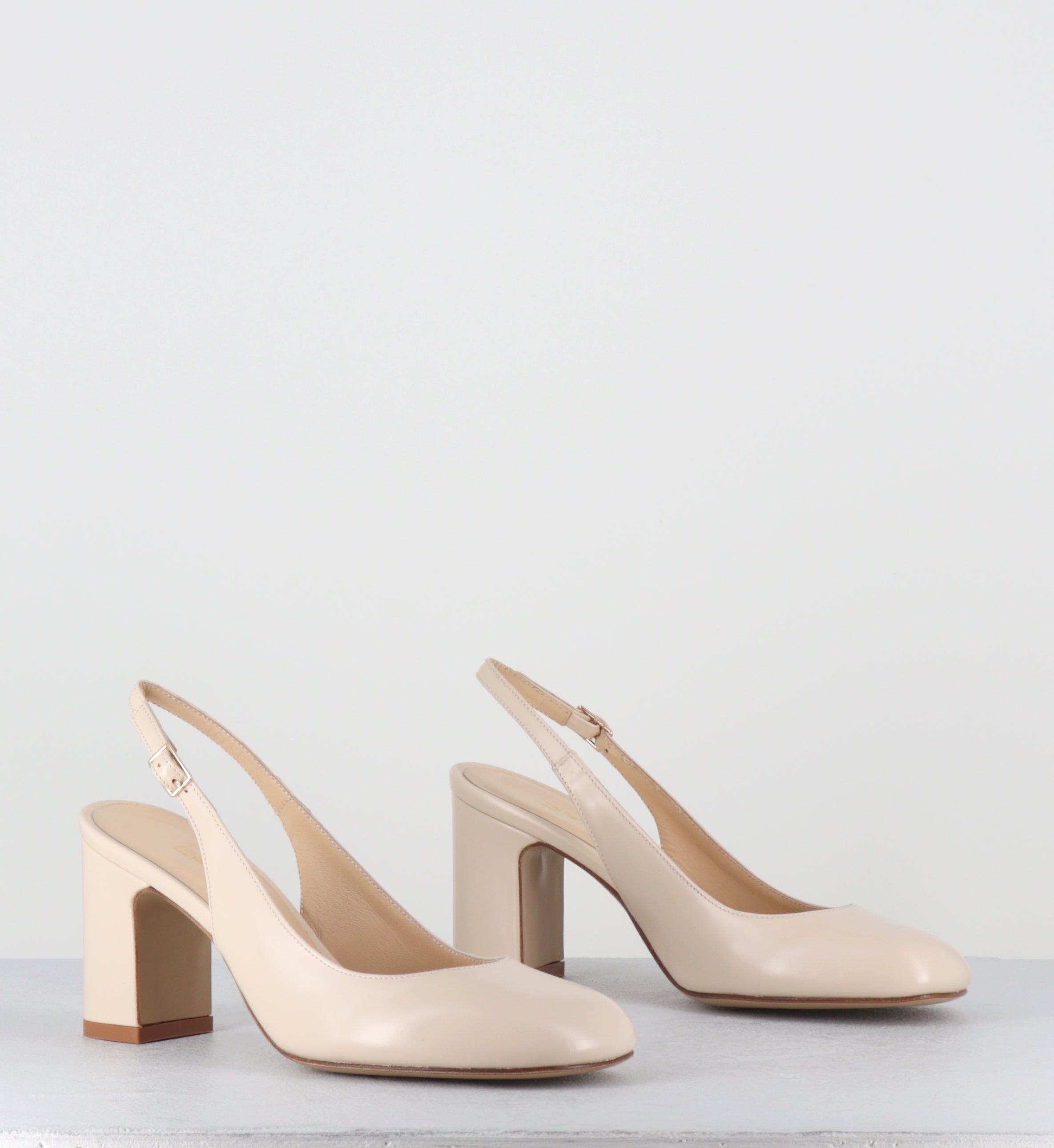 Escarpins bout rond cuir crème slingback - KOVA LAREDO SABBIA