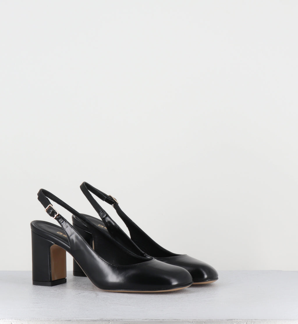 Escarpins bout rond cuir noir slingback - KOVA LAREDO NERO