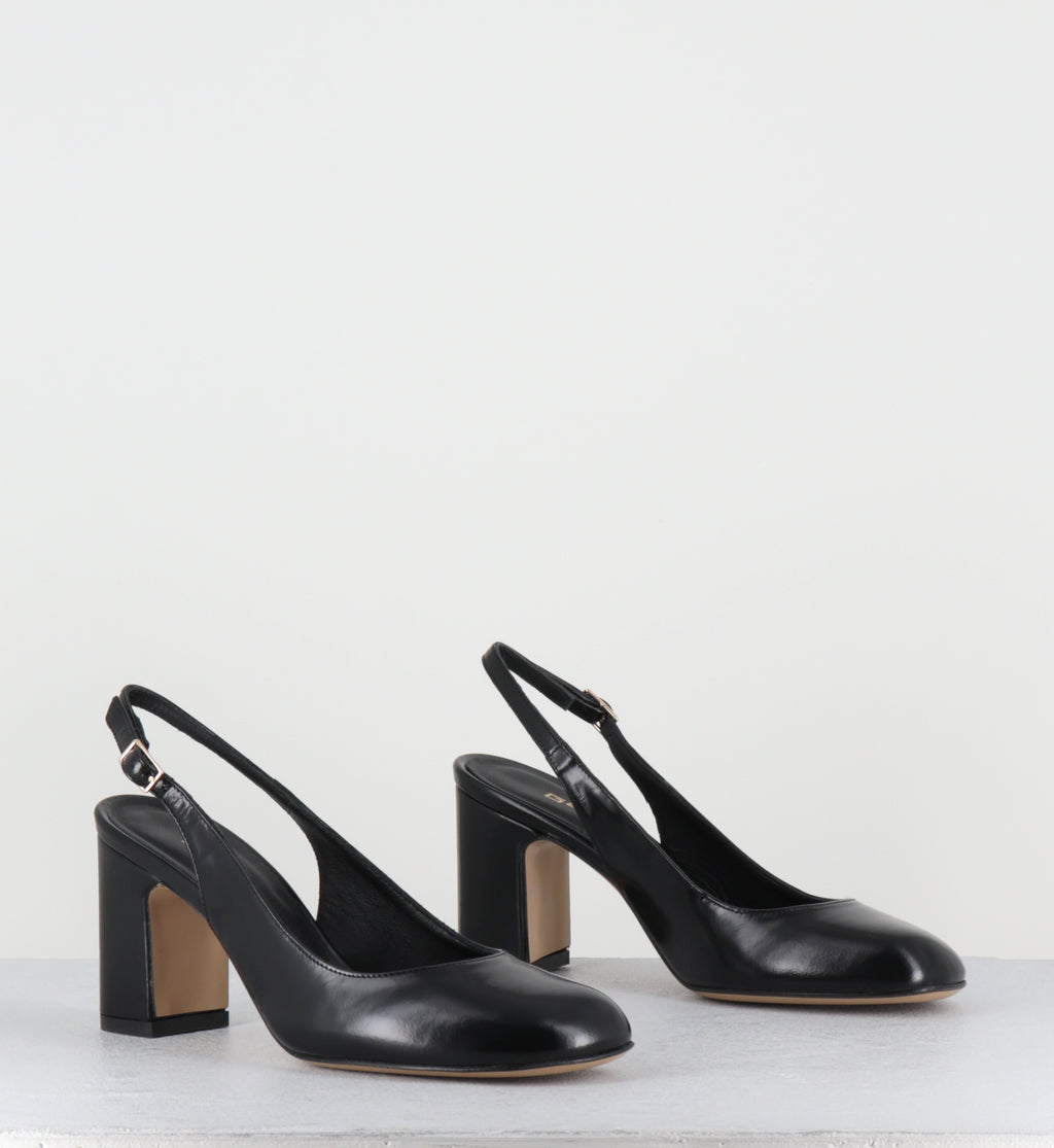 Escarpins bout rond cuir noir slingback - KOVA LAREDO NERO