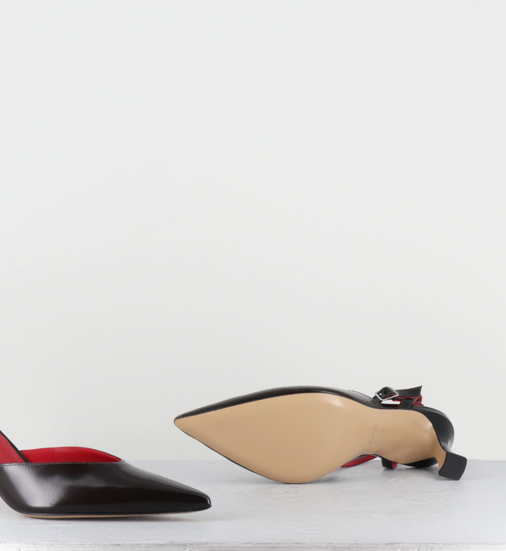 Escarpins pointu en cuir marron noir - MUST LAREDO MORO