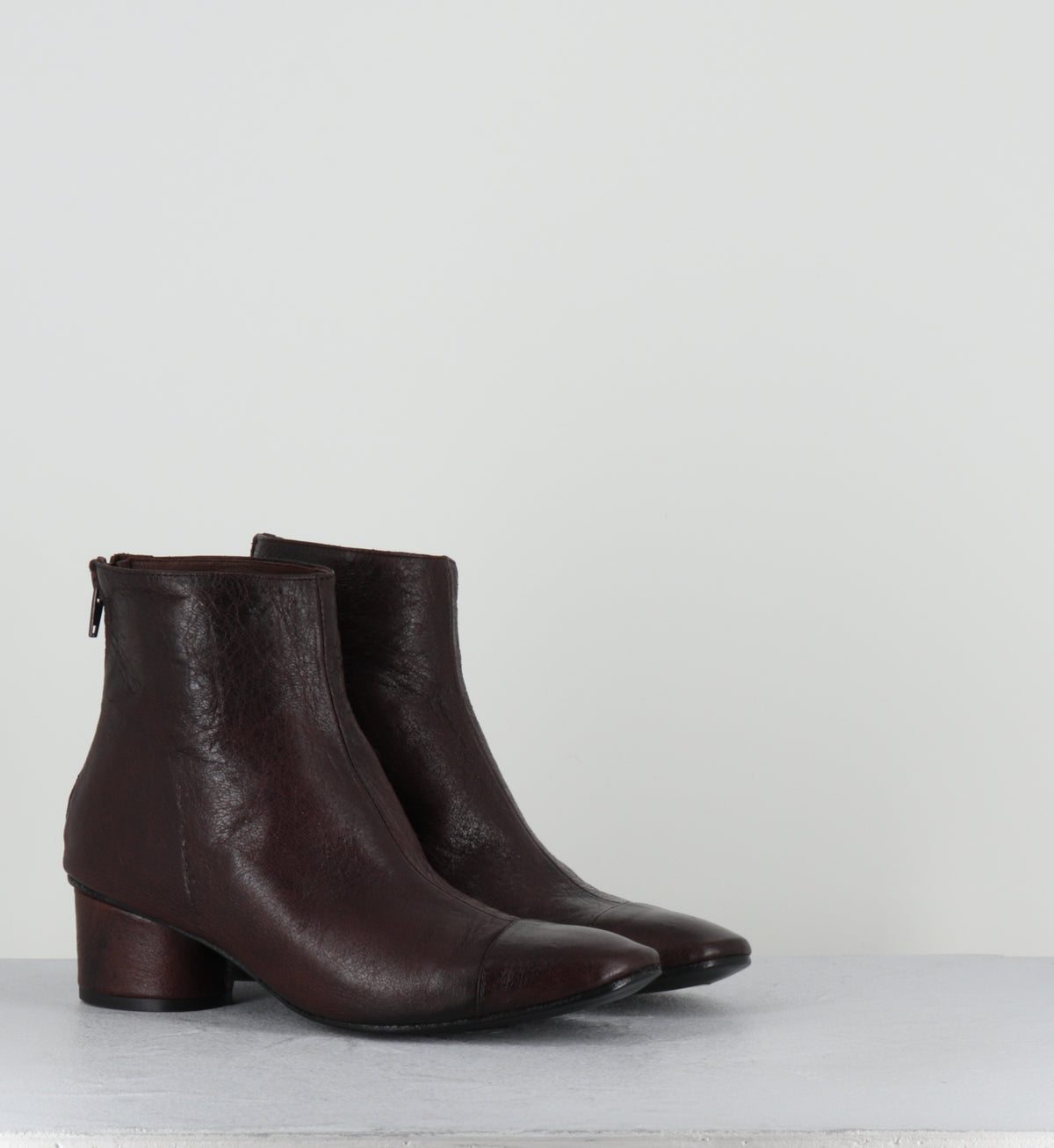 Boots en cuir marron petit talon - ORMI NANCY ESPRESSO