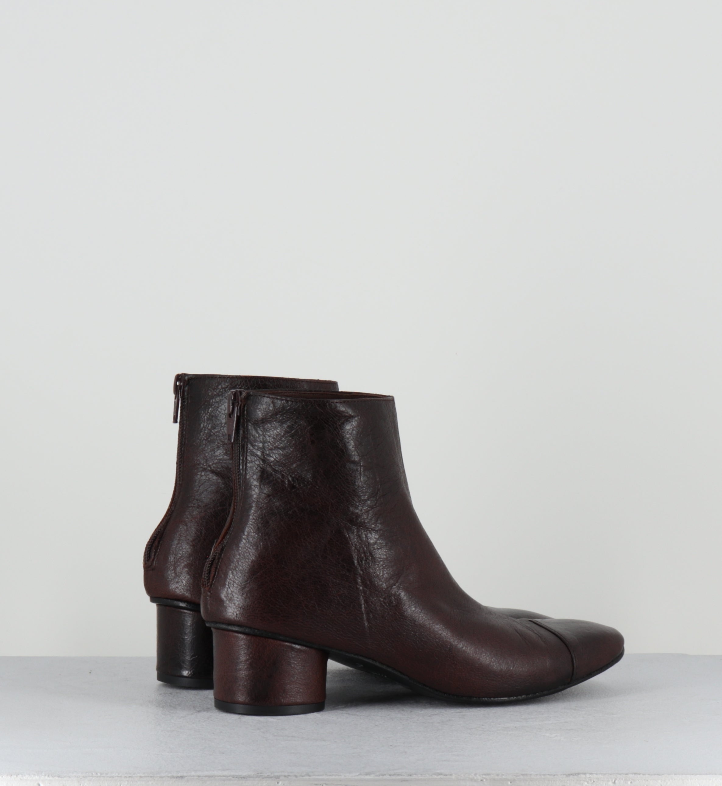 Boots en cuir marron petit talon - ORMI NANCY ESPRESSO