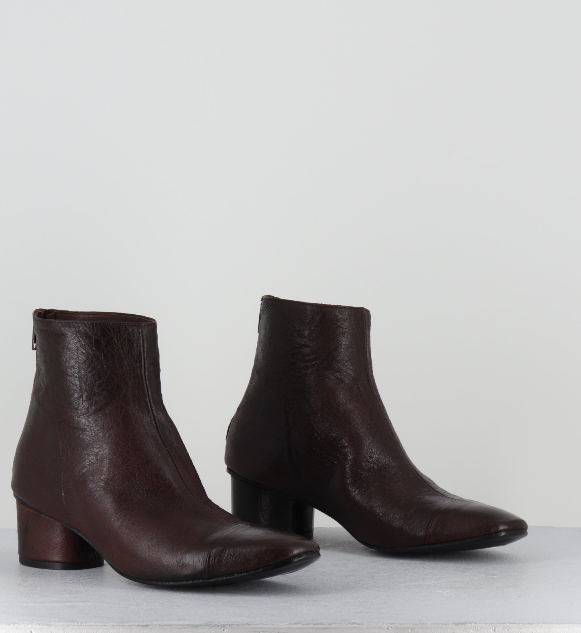Boots en cuir marron petit talon - ORMI NANCY ESPRESSO