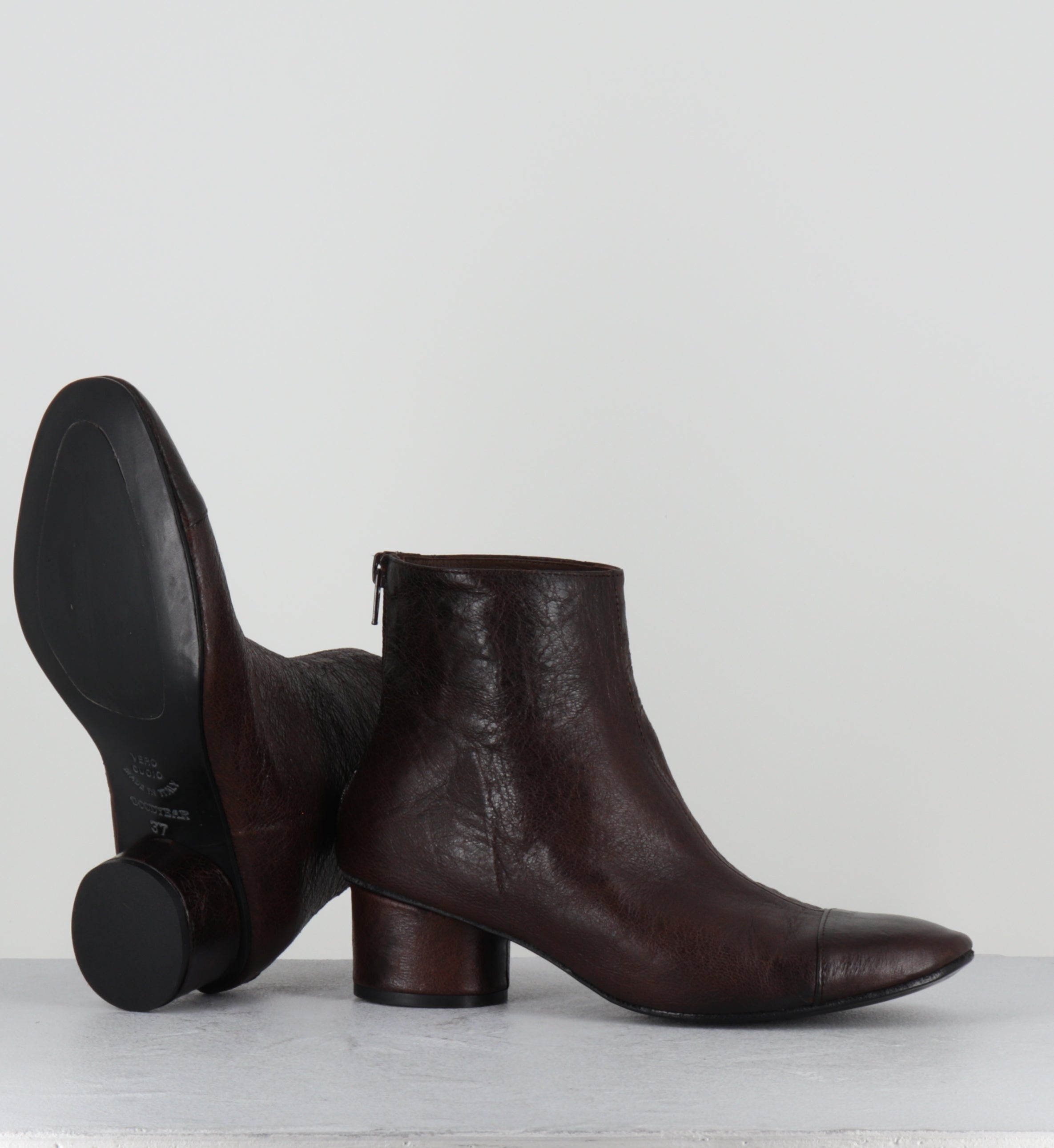 Boots en cuir marron petit talon - ORMI NANCY ESPRESSO