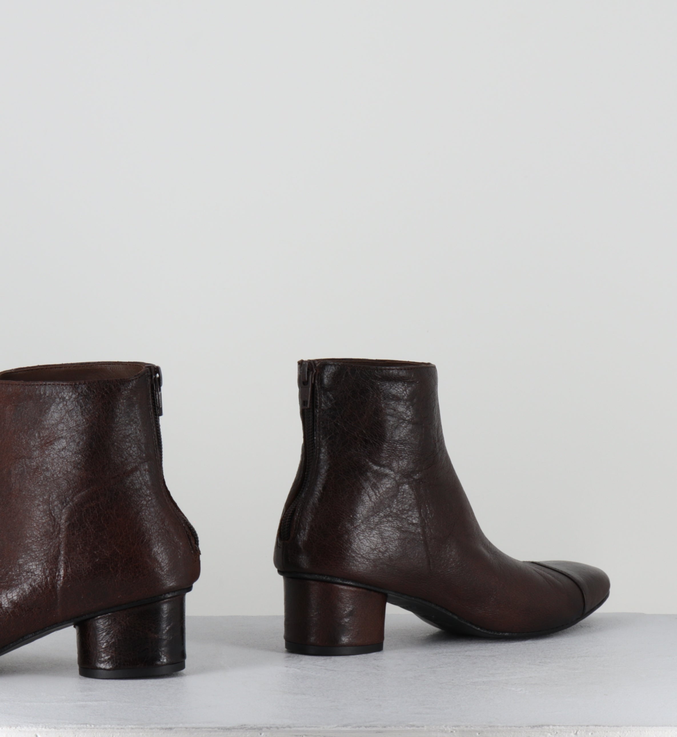 Boots en cuir marron petit talon - ORMI NANCY ESPRESSO